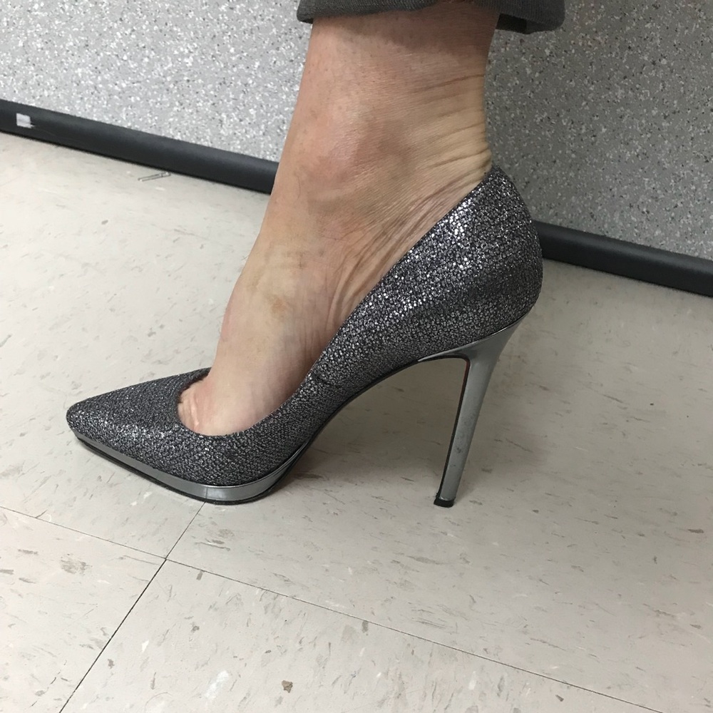 Christian Louboutin pewter glitter point toe pump
